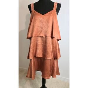 Sweet Lemon Layered Tiered A-line Dress Copper Size L Baby Doll NWT Thick Straps
